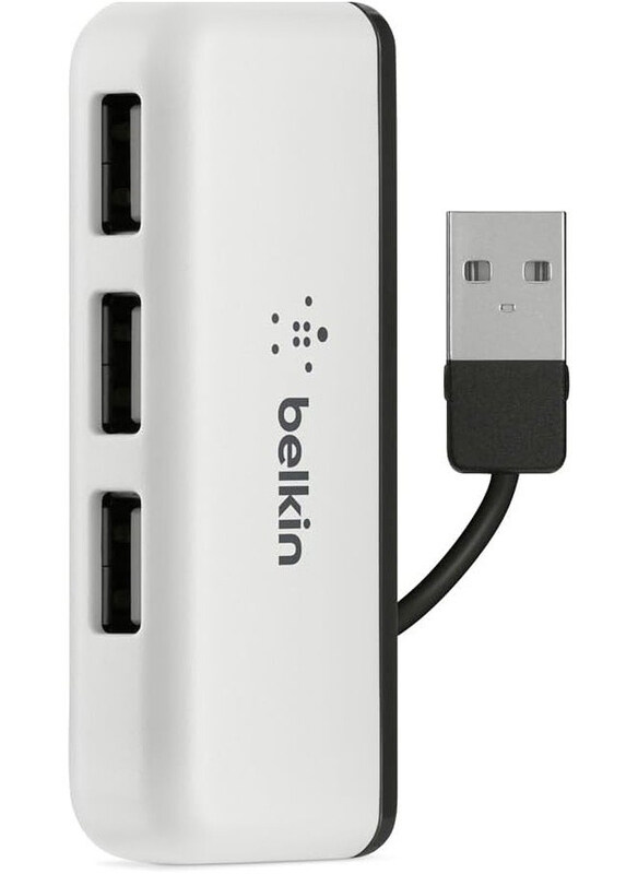 

Universal Belkin Travel 4-Port USB 2.0 Hub with Built-In Cable Management, White