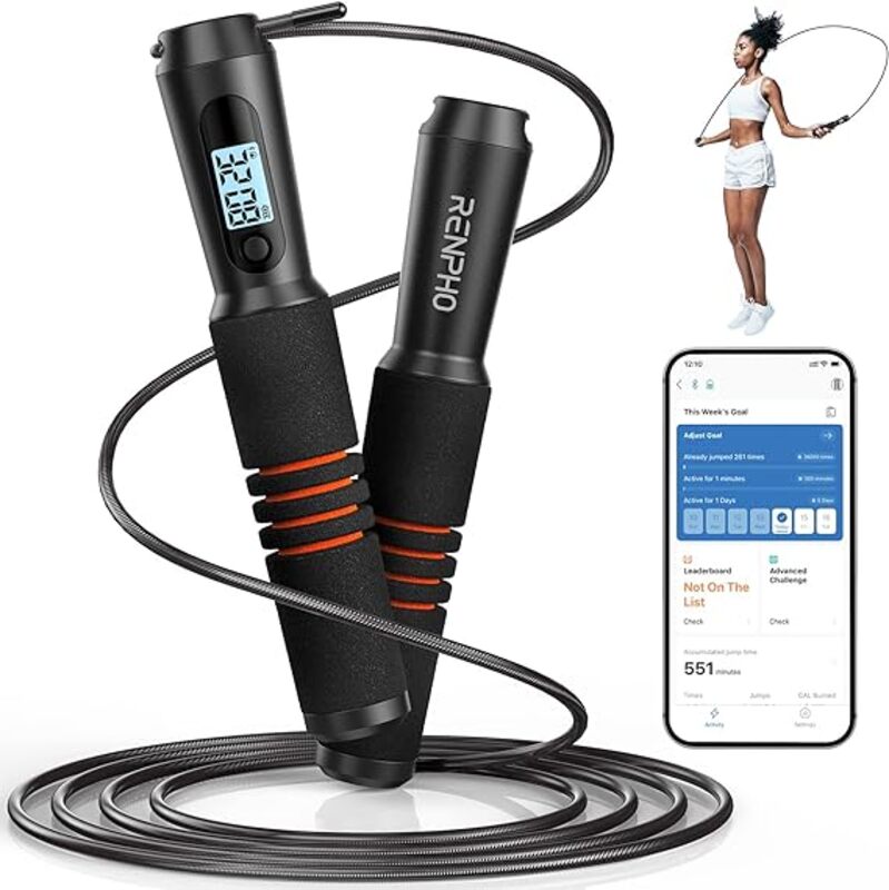 RENPHO Smart Skipping Rope with CounterAdjustable Wireless Skipping Rope