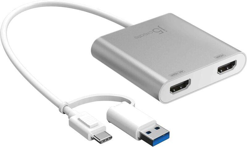 

j5create JCA365 USB C to Dual HDMI MultiMonitor Adapter Silver