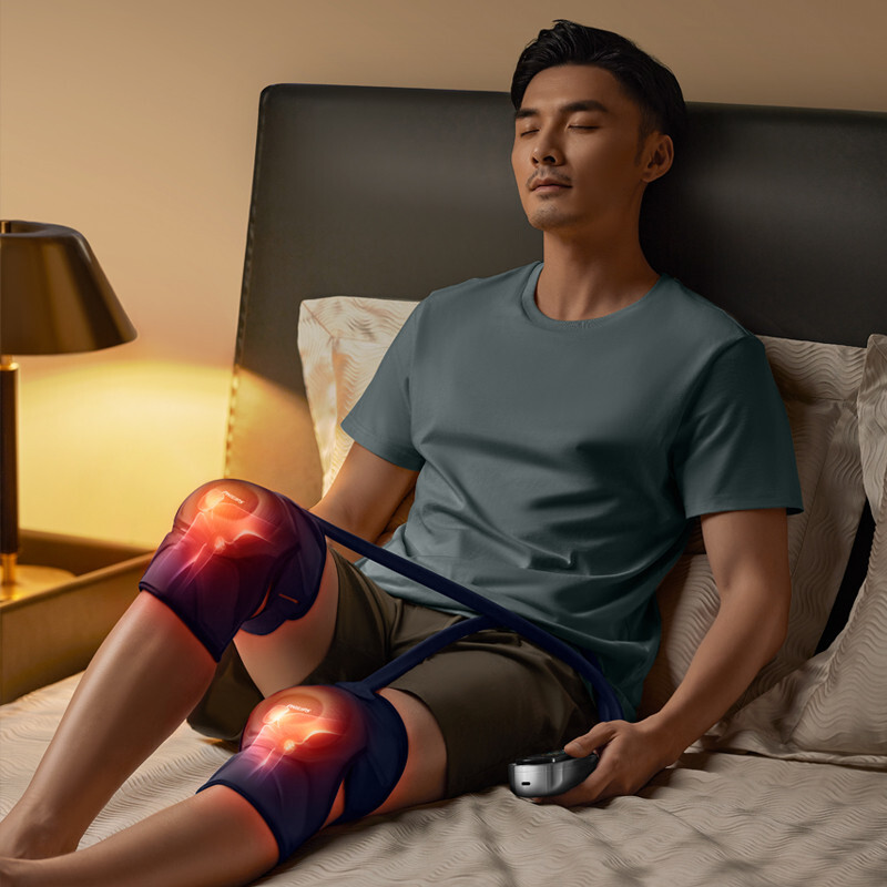 PHILIPS PPM5521 Knee Massager With Heat Function in 3 Levels Rehabilitation Technology  Combining Airbag Massage With 10 Contact Points  Dark Blue