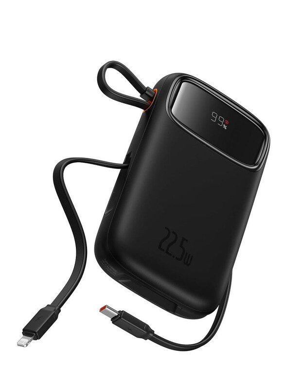 

Baseus Qpow2 10000mAh Powerbank with Built-In Cables, Black