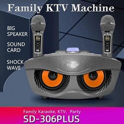 Crony Sd306 Plus 30W Karaoke Player Dual Bluetooth 4 2 Speaker Family Ktv Stereo Mic Big Sound Speaker With 2 Wireless Microphones Gold