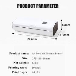 Wireless Portable Printer Bluetooth40 Portable Thermal Printer Support 8 3 Printing Width  Compatible with Phone Laptop 203DPI Mobile Printer for Travel Office School Home