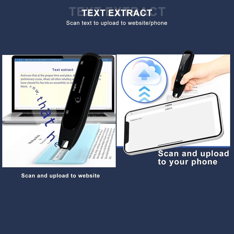 Translation Pen Scanner Text to Speech Device OCR Digital Pen Reader Exam Reading Pen for StudentsDyslexia Wireless Language Translator for Travelers International Business Personnel Black