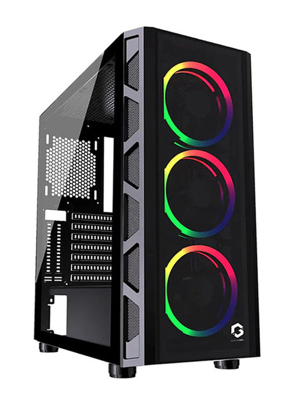 

Generic Gameon Trident II Fixed RGB Mid Tower Tempered Glass Gaming Case, Black