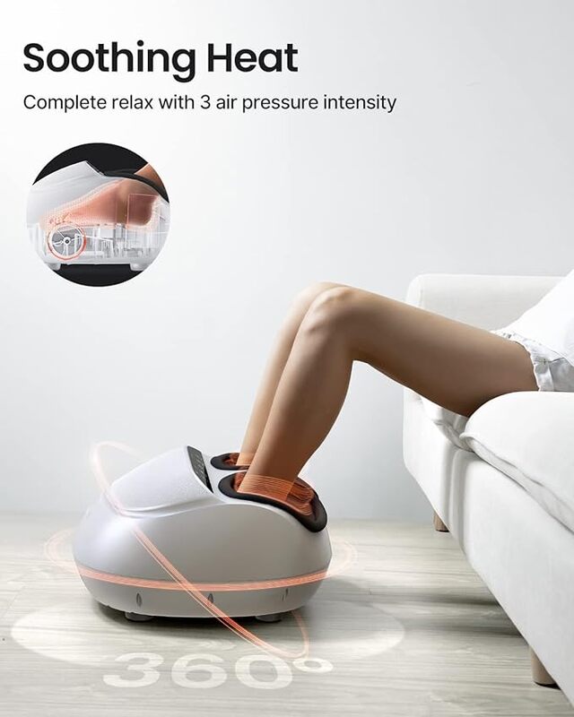 RENPHO Foot Massager Machine with Heat Shiatsu Massager Deep KneadingAir Compression White