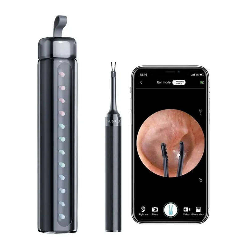 

Generic 4 in 1 Ear Tweezers with Camera Ear Camera Otoscope with Light BLACK