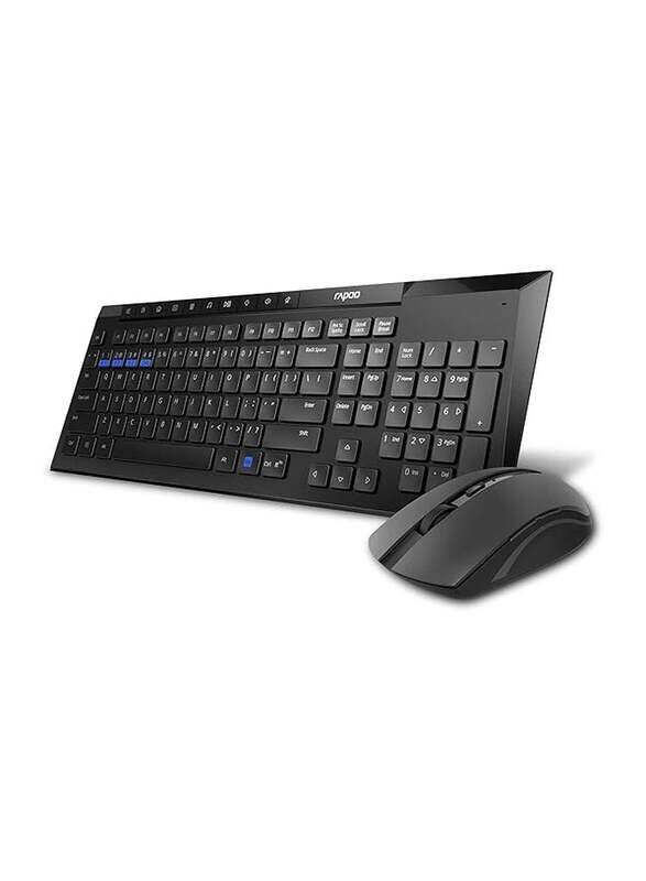 

Rapoo 8210M Wireless English/Arabic Keyboard and Mouse Combo, Black