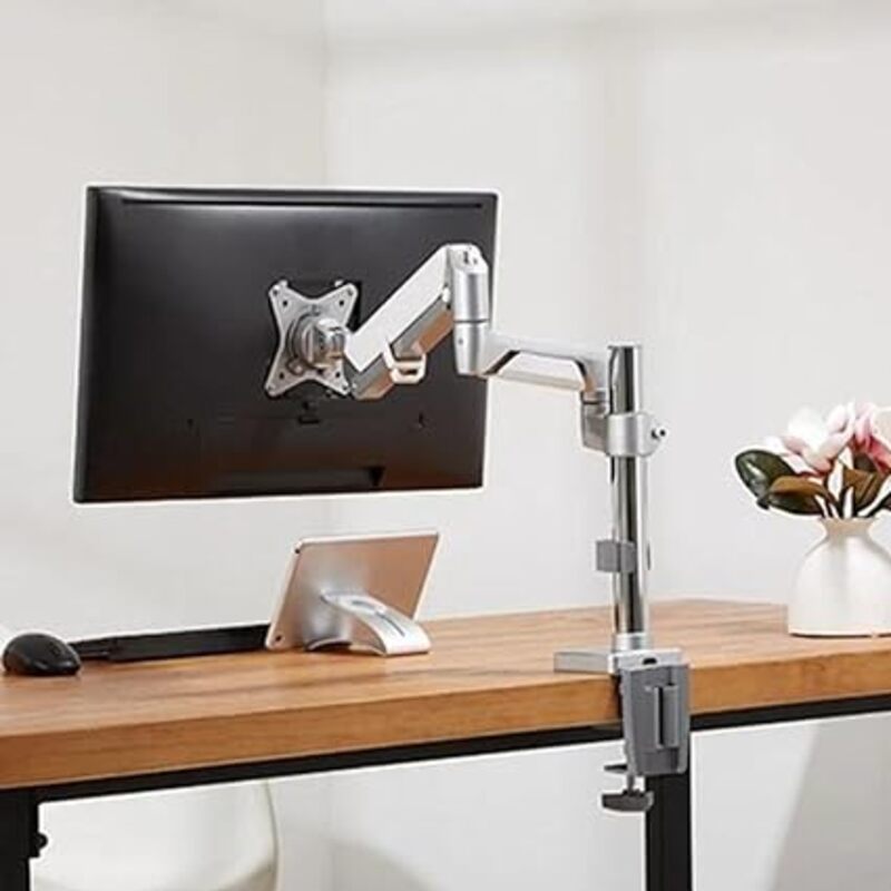 Gadgeton Premium Pole Mounted Single Monitor Arm, Stand And Mount For Gaming And Office Use