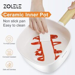 Zolele ZC306 Electric Cooking Pot Multifunctional Hot Pot 3L Large Capacity Non Stick Coating Frying Pan 1000W White
