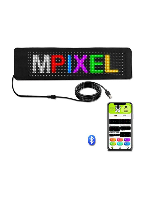 

Generic Flexible LED Car Screen Display APP Control, Black