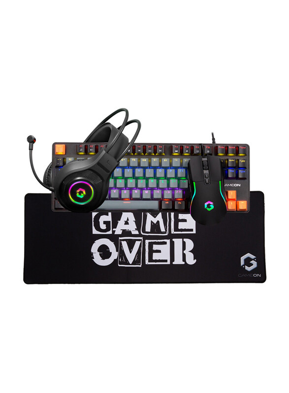 

Generic Gameon VIPER XI All In One Gaming Bundle Mechanical Keyboard Mouse And Mouse Pad Headset, Black