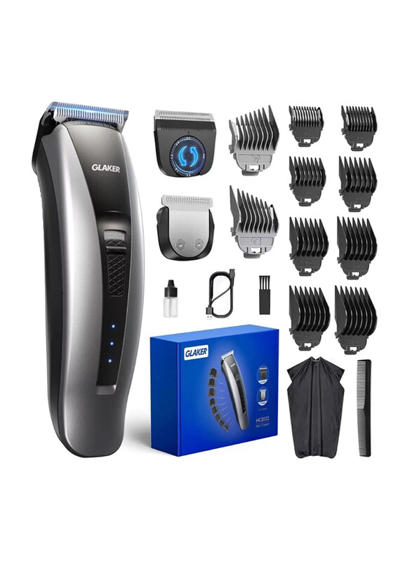 

Glaker Professional Multifunctional Hair Clipper, Black/Silver