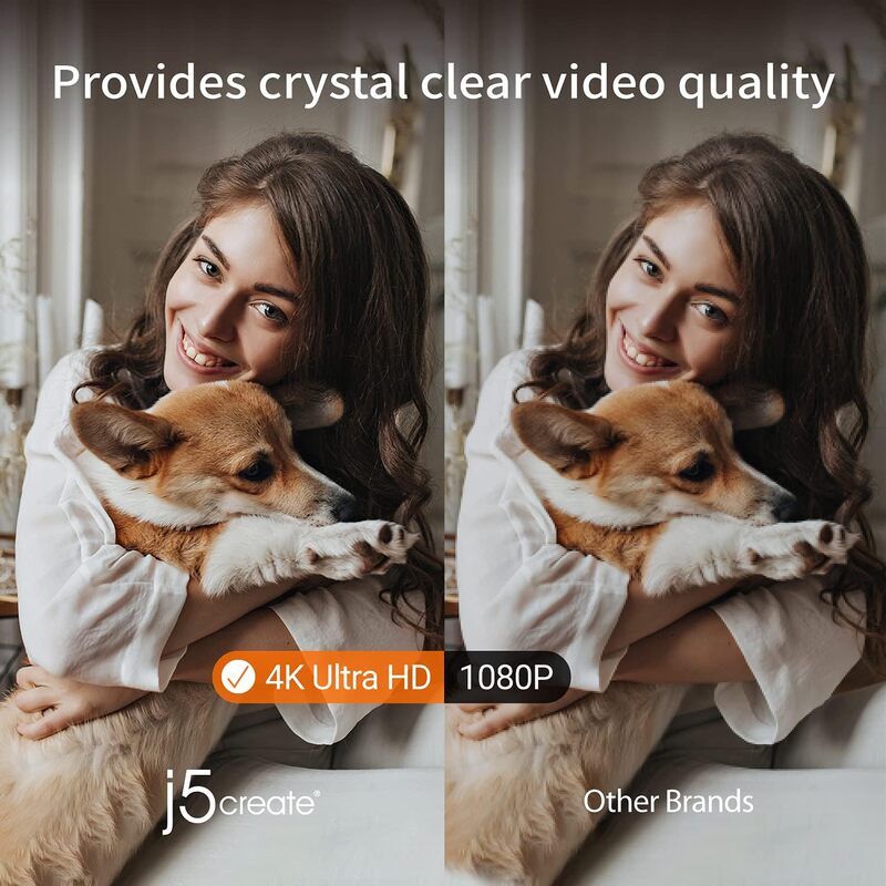 كاميرا ويب j5create JVU430 USB 4K فائقة الدقة بدقة التقاط الفيديو NA باللونين الأسود والفضي