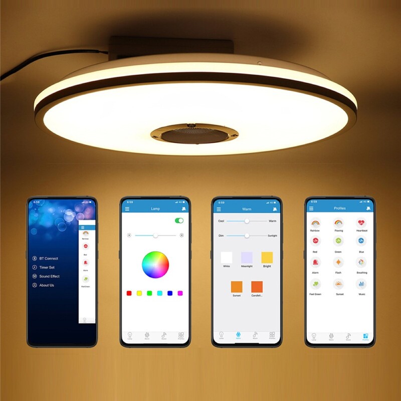 Smart Bluetooth Music Ceiling Light APP and Remote Control