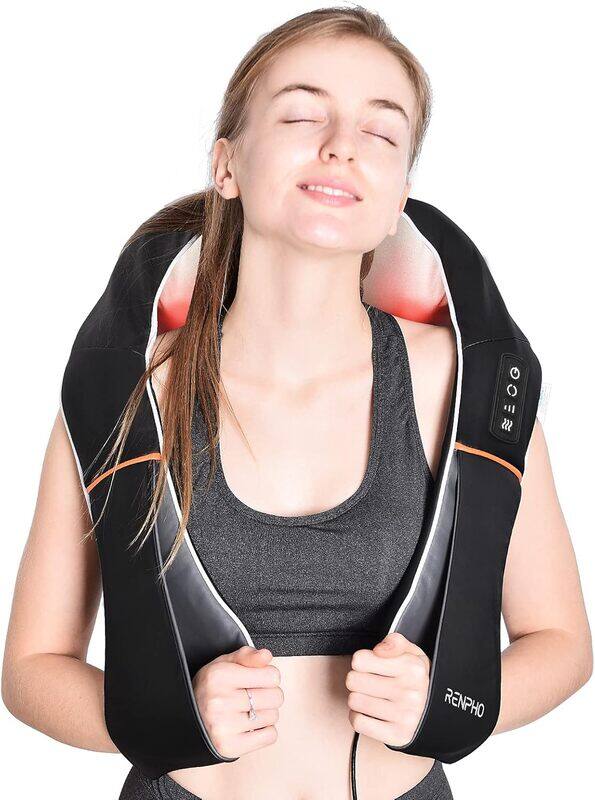 

RENPHO Shiatsu Neck and Shoulder Back Massager with Heat Electric Vibration Deep Tissue 3D Kneading Massage Pillow for Pain Relief on Waist Leg Calf F