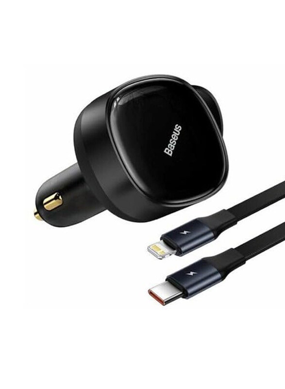 

Baseus Enjoyment Series 30W Car Charger with Retractable 2-in-1 C+L Cable 30W, Black