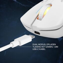 DELTACO GAMING WM80 Gaming Mouse Wireless Optical White 7 Buttons 4800 DPI Illuminated Rechargeable