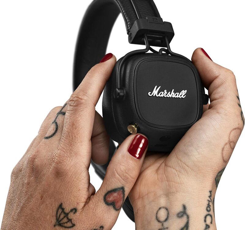 Marshall Major IV Bluetooth Headphones - Foldable Wireless Headphones Bluetooth With 80 Hours of Playtime - Black