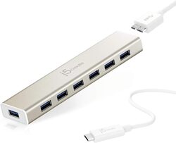 j5create 7 Port USB C Hub for MacBook Windows  7 in 1 Aluminum Housing Hub JCH377tablets and iPads