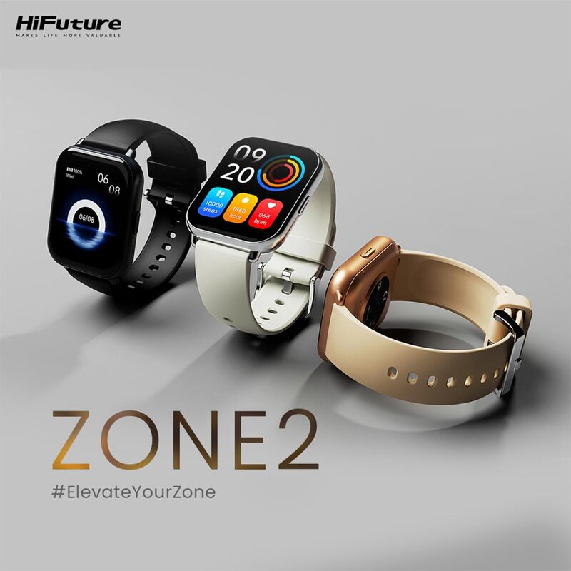 HiFuture Future Zone2 Bluetooth Calling Smart Watch, Silver White