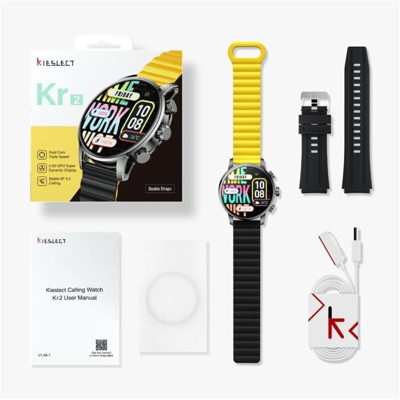 Kieslect Kr2 Smart Calling Watch with dual core triple speed silver