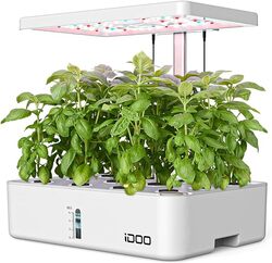 DOO 12 Pods Hydroponics Growing System Indoor Herb Garden with 23W LED Grow LightAutomatic TimerGermination Kit with Fan