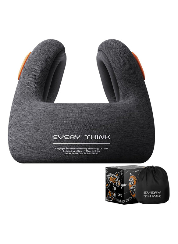 

Every Think Carrying Case Neck Support Memory Foam Neck Travel Pillow with Noise Cancelling Earmuffs for Sleeping/Airplane/Travel Rest, Black