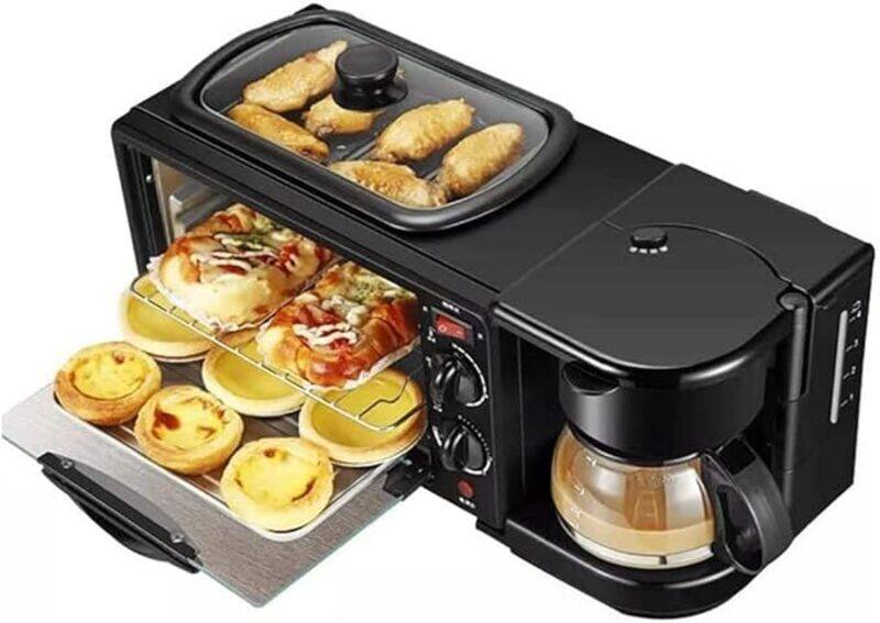 

Generic 3 in 1 Breakfast MachineMultifunction Mini Drip Coffee Maker Bread Pizza Oven Frying pan Toaster Family Breakfast Making Station