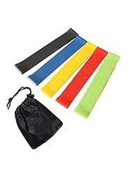 Set Of 5 Loops Exercise Resistance Bands For Home Workout Pilates Yoga Rehab Physical Therapy With Carry Bag And Instructional Book