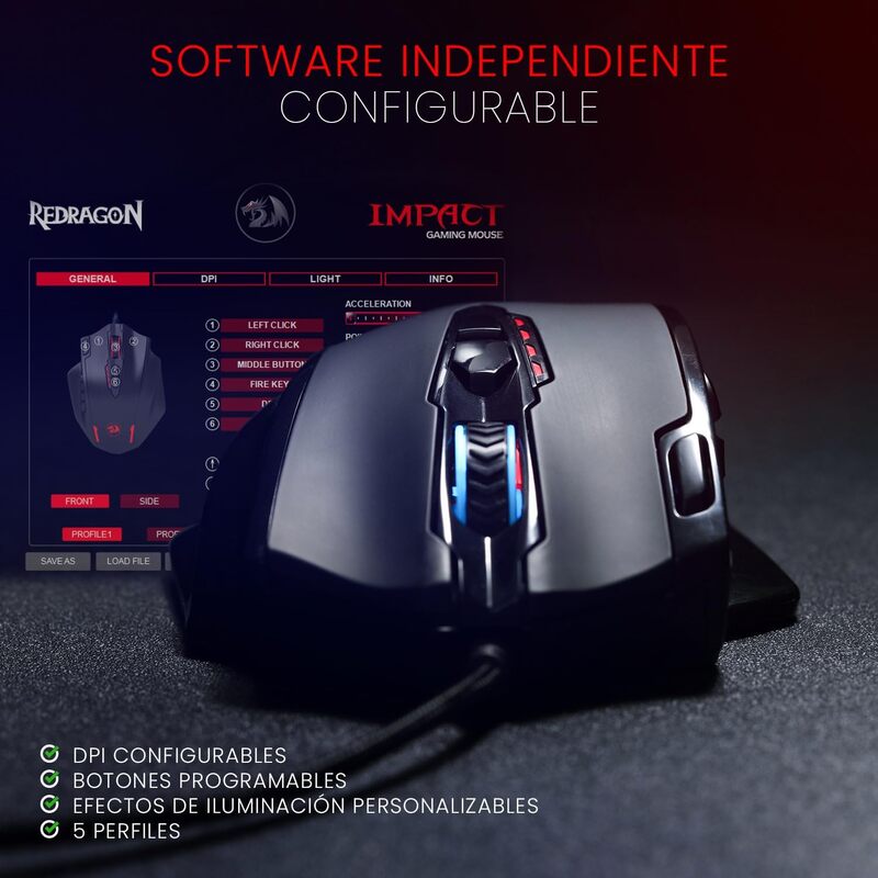 Redragon M908 Impact RGB with Side Buttons Optical Wired Gaming Mouse