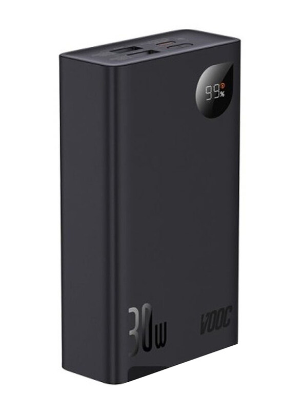 

Baseus Adaman2 VOOC Edition 20000mAh Wired Fast Charging Digital Display Power Bank with Lightning and Micro-USB Input, with Flash Light, 30W, Black
