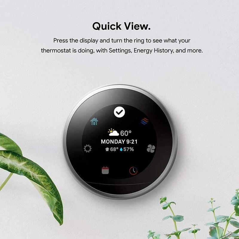 Nest 3rd Generation learning programmable Thermostat Polished Steel T3019US