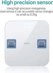 Bomidi W1 Smart Body Weight Scaling LED Digital Scale With High Precision Sensor Weight Scaling Triple A Battery  White