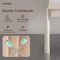 Bomidi TX5 Sonic Electric Toothbrush 38000 Vibration Rechargeable Toothbrush With Soft Bristle IPX8  Blue