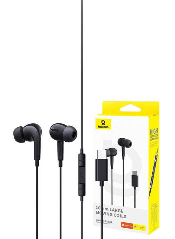 

Baseus Encok CZ18 Wired In-Ear Headphones with Microphone, Black