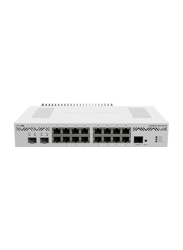 

Mikrotik Cloud Core Router + With RouterOS L6 license (EU) (CCR2004-16G-2S+), White