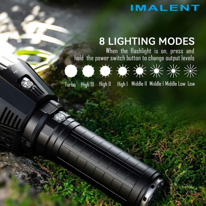 IMALENT MS18 ألمع مصباح يدوي 100000 لومن مع 18 قطعة Cree XHP70 2nd LEDs طويل يصل إلى 1350 متر شعلة قوية مقاومة للماء مع شاشة OLED وأدوات تبريد مدمجة