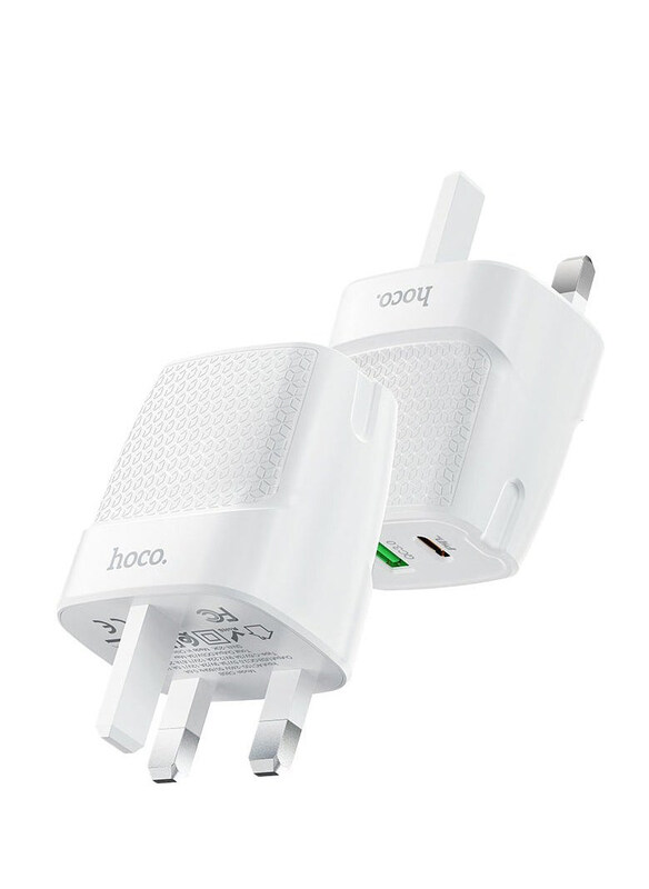 

Hoco C85B Bright Dual Port PD20W+QC3.0 Charger(UK), White