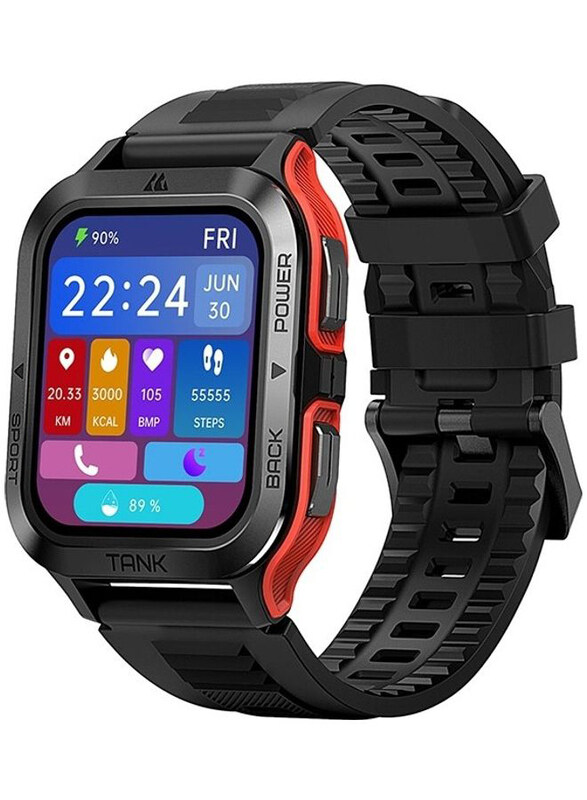 

Kospet Tank M2 1.85-inch Smartwatch with Heart Rate Blood Pressure, Red/Black