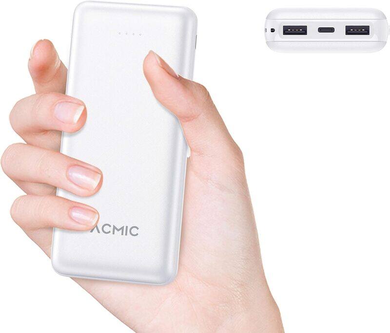 

ACMIC Portable Charger Power Bank 20000mAh Ultra Slim Power Bank with Dual Input Ports WHITE