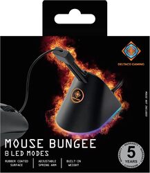 ذراع DELTACO Gaming RGB Mouse Bungee القابل للتمديد لإدارة كابلات الماوس بدقة معززة وتصميم أنيق باللون الأسود