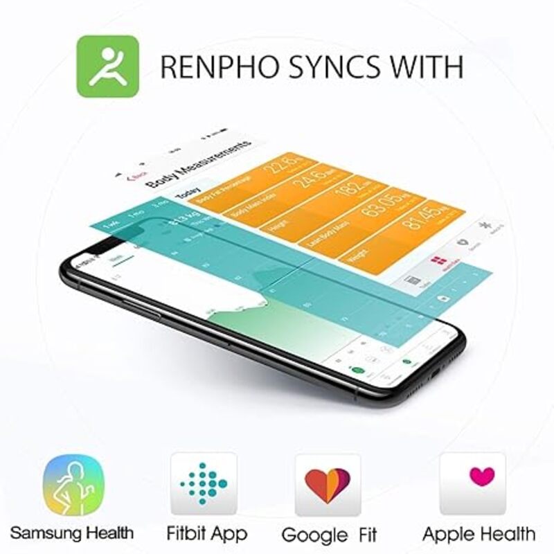 RENPHO ES 28ML BK Renpho Bluetooth Body Fat Smart Scale USB Rechargeable 396 lbs