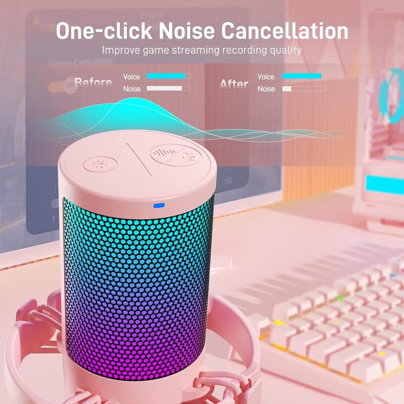 ميكروفون الألعاب ماونو مع خاصية إلغاء الضوضاء DGM20 باللون الوردي