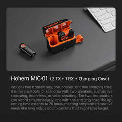 Hohem MIC 01 Wireless Lavalier Microphone  2 TX 1 RX Charging Case