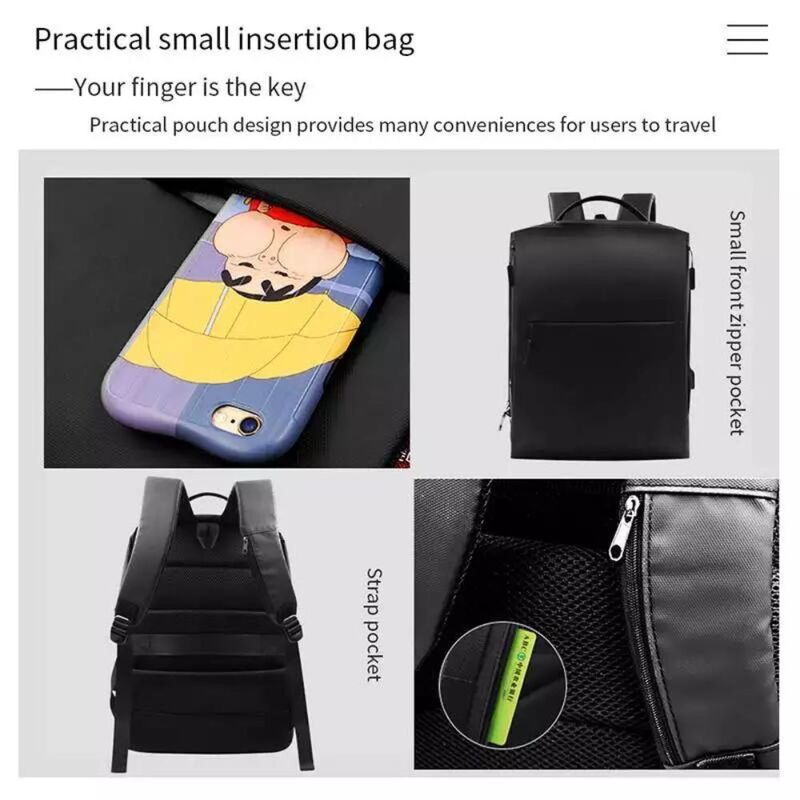 Fingerprint Backpack Anti-Theft School Zipper