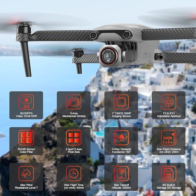Autel Robotics EVO Lite Plus Premium Bundle Drone Quadcopter UAV 6K Camera 3 Axis Gimbal 1inch CMOS Sensor Advanced Obstacle Avoidance 40 Min Flight Time 12km HD Image Transmission 20MP Photo
