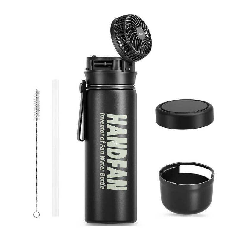 

Genaric HandFan Water Bottle with Fan 24oz Hot Cold BLACK