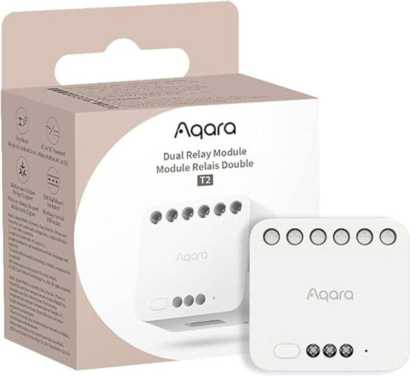 Aqara Dual Relay Module T2 with Matter Requires Aqara Zigbee 3 0 Hub Dry Contact Mode for Garage Doors and Boilers