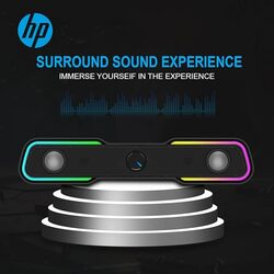 مكبر صوت HP DHE 6002 بشريط صوتي RGB باللون الأسود والفضي